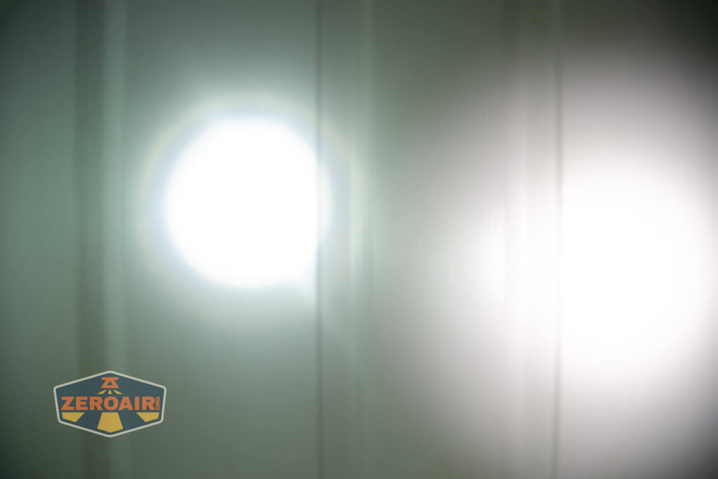 beamshots on door compared to nichia 219b