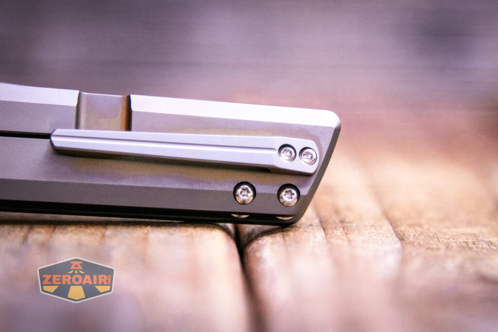 Kansept Anomaly titanium knife pocket clip detail