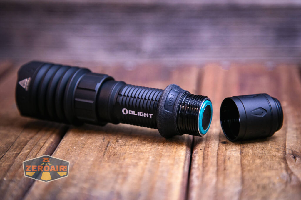 Olight Warrior X 4 tactical flashlight with included 21700 cell installed