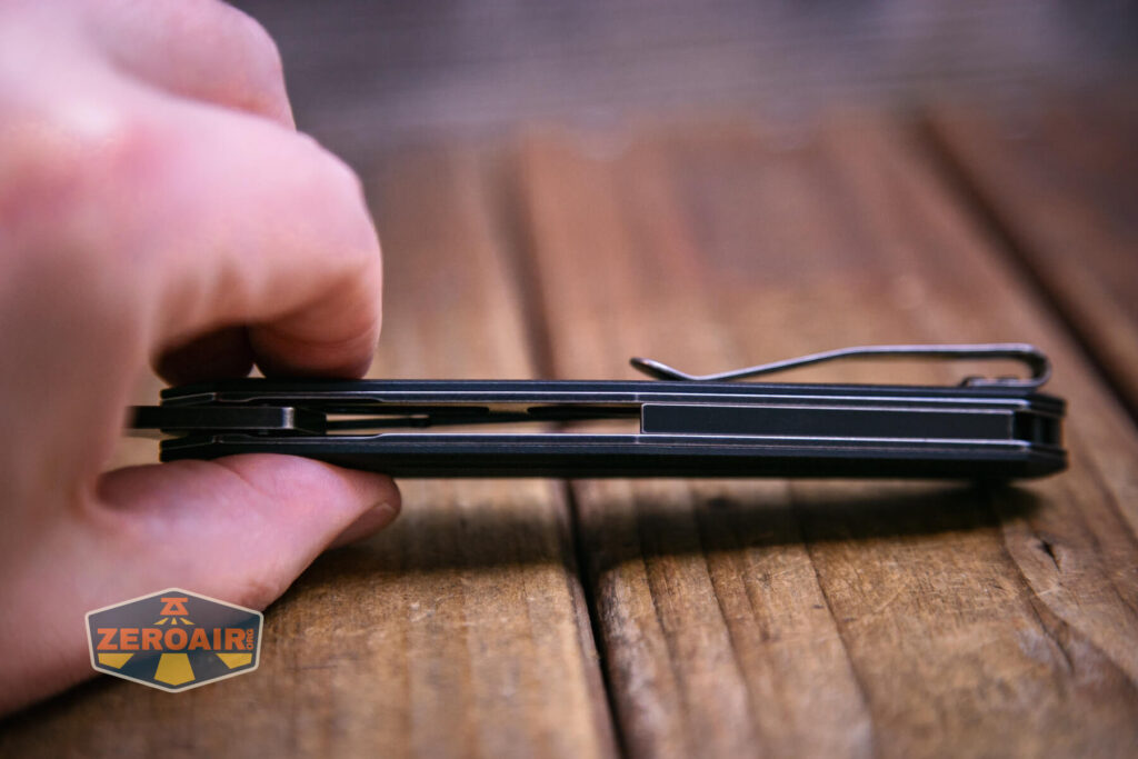 Kansept Integra flipper knife backspacer detail