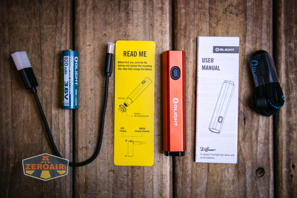 Olight Diffuse EDC Pocket flashlight what's included