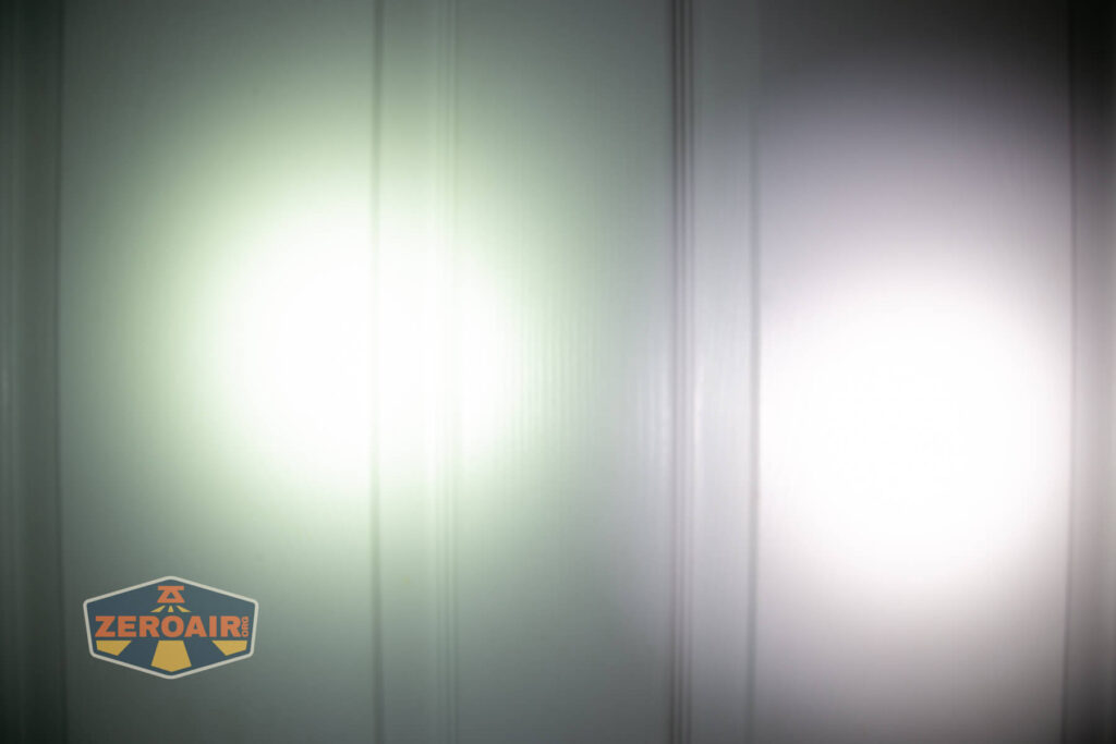 beamshots on door (at 1') compared to nichia 219b 4500K