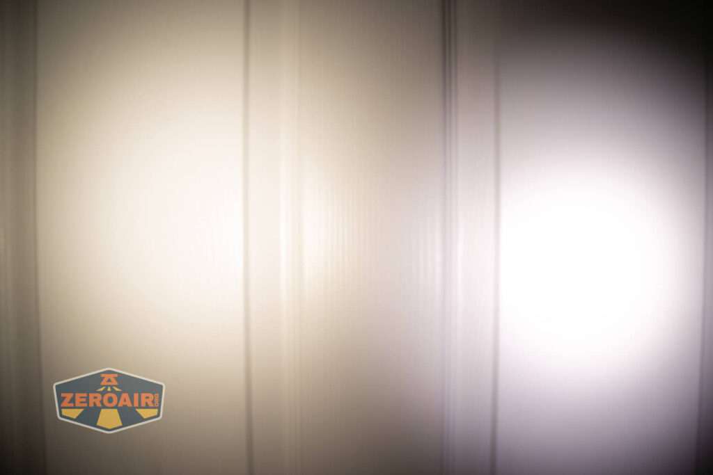 beamshots on door compared to nichia 219b