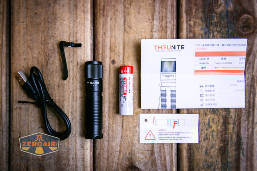 Thrunite Ti Pro flashlight what's included