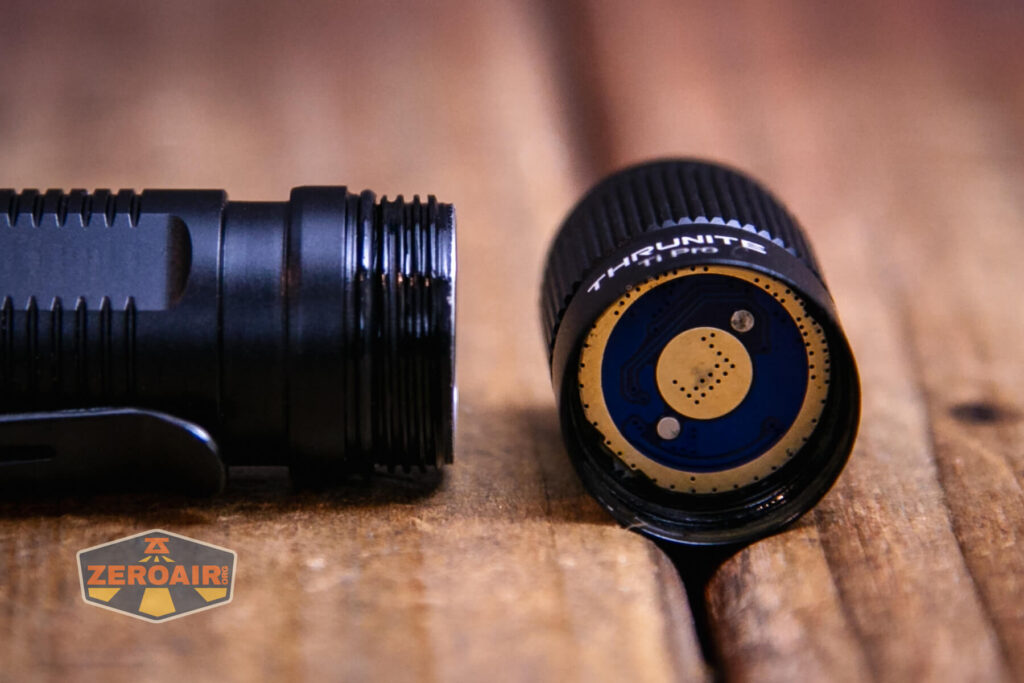 Thrunite Ti Pro flashlight head contacts and threads