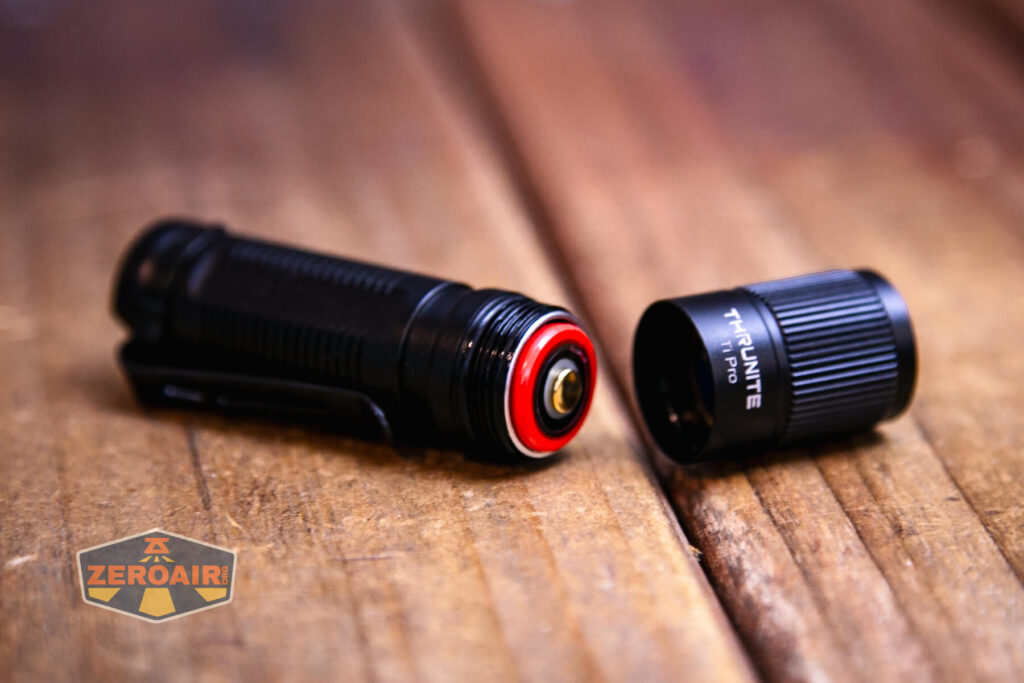 Thrunite Ti Pro flashlight with included 14500 cell installed