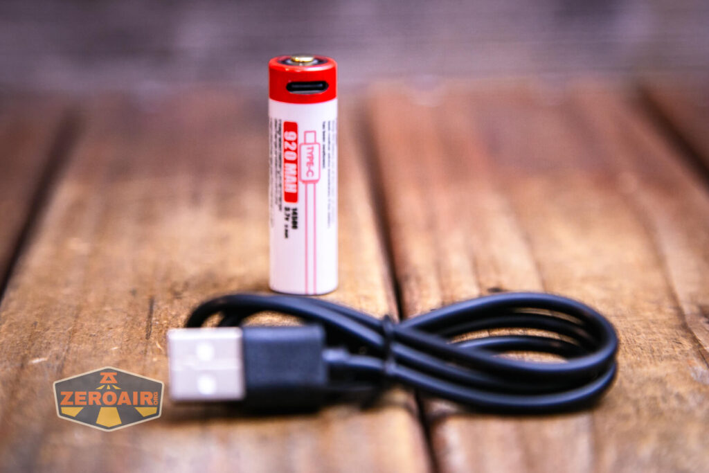 Thrunite Ti Pro flashlight charging port on cell