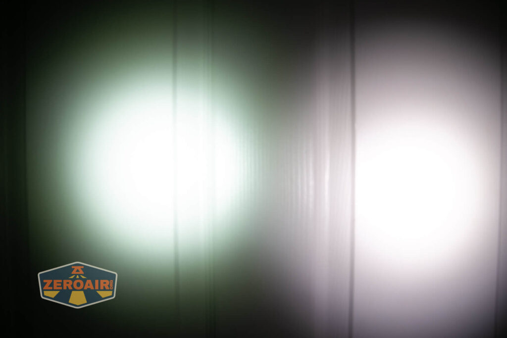 beamshots on door compared to nichia 219b