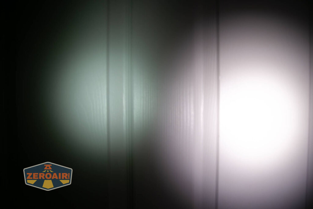 beamshots on door compared to nichia 219b