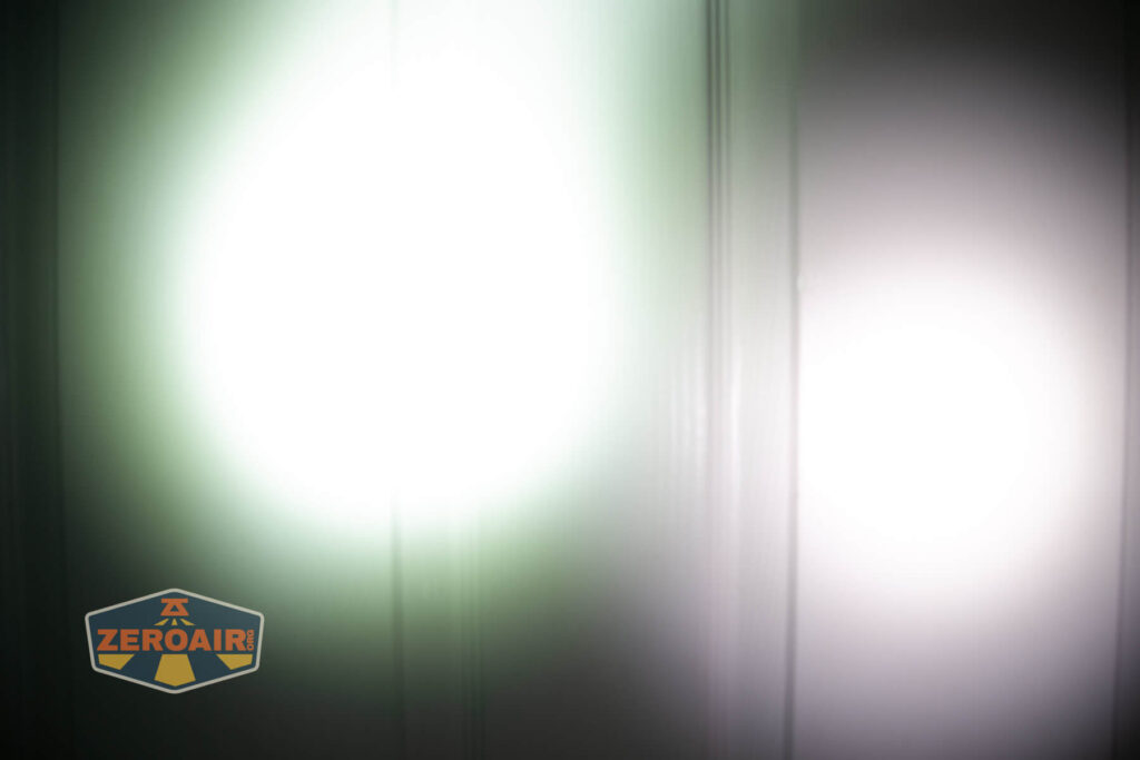 beamshots on door compared to nichia 219b