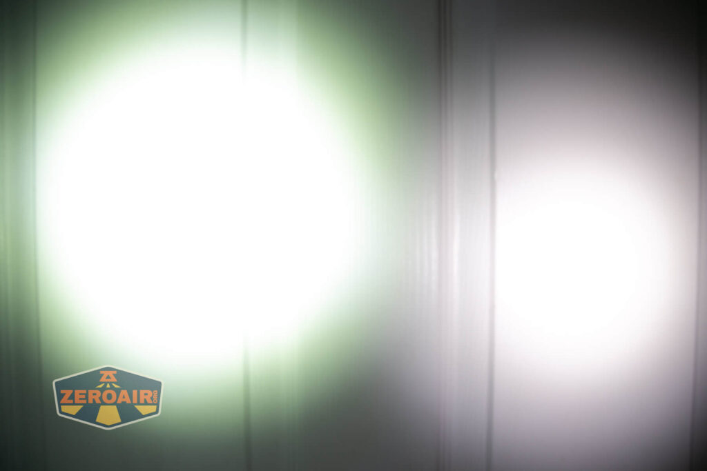 beamshots on door compared to nichia 219b