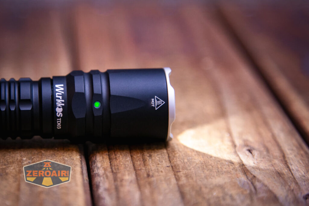 Wurkkos TD03 tactical flashlight emitter on