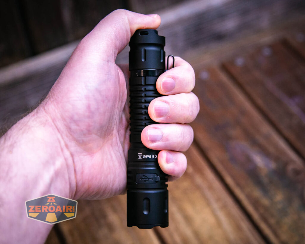 Wurkkos TD04 rechargeable flashlight in hand