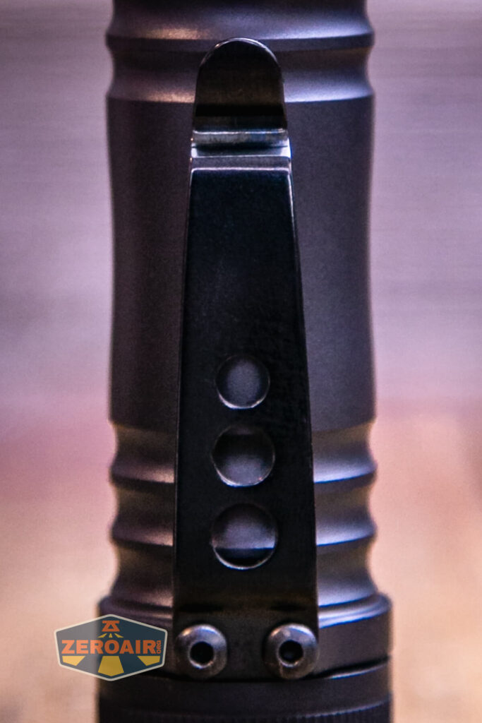 Zebralight SC65c HI flashlight pocket clip detail