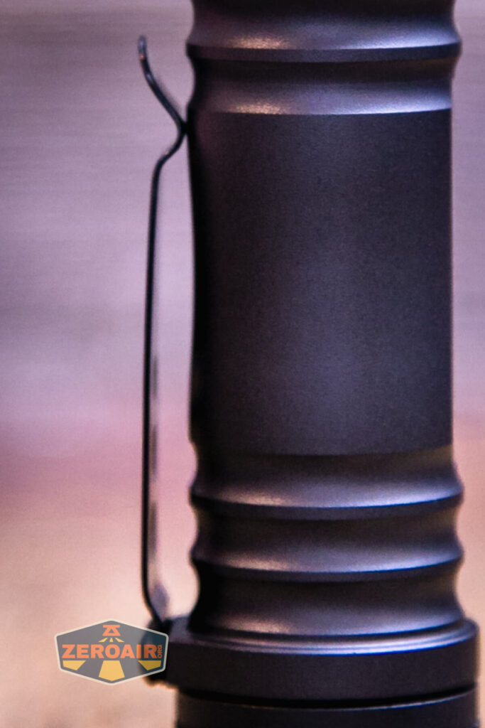 Zebralight SC65c HI flashlight pocket clip detail