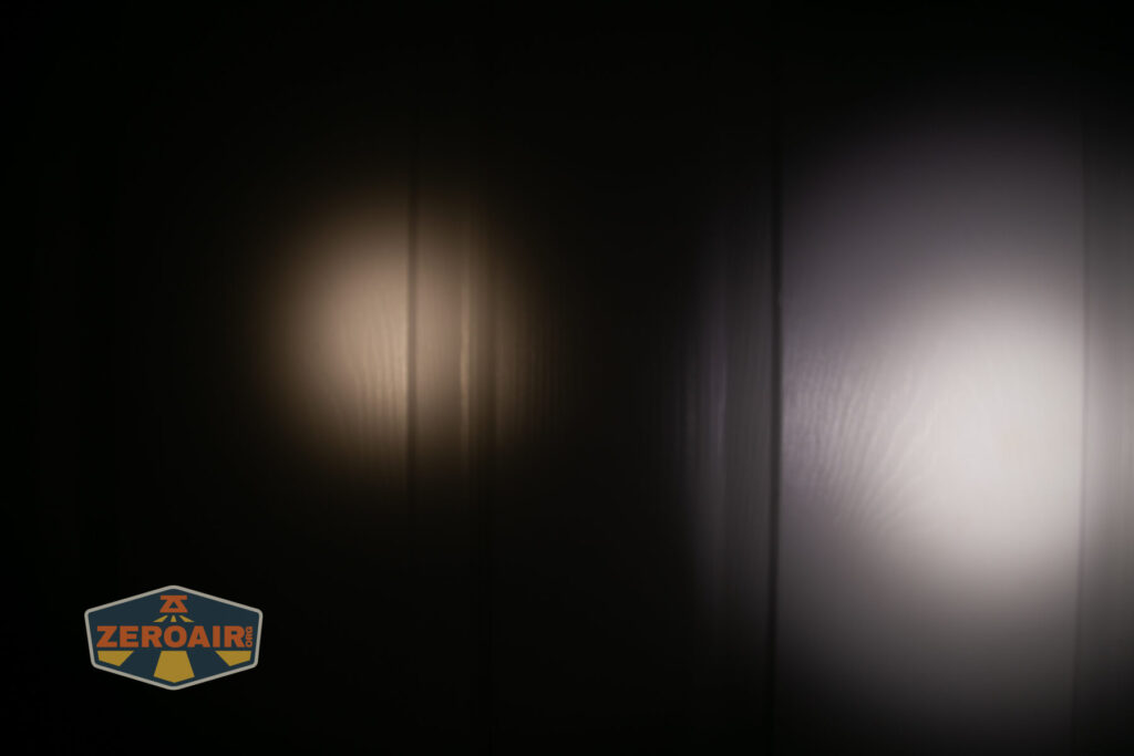 beamshots on door (at 1') compared to nichia 219b 4500K
