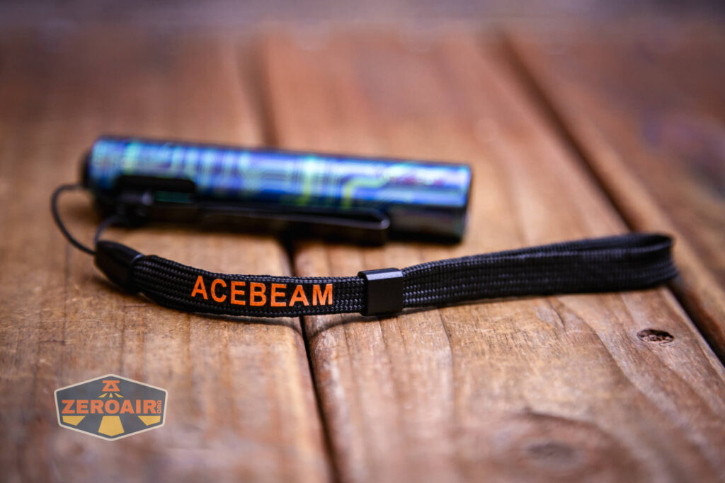 Acebeam Rider RX Titanium v2 flashlight lanyard installed
