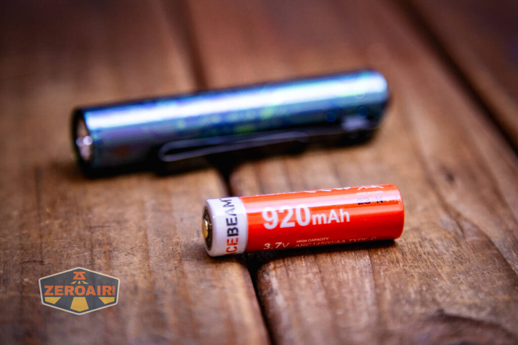 Acebeam Rider RX Titanium v2 flashlight with included 14500 cell