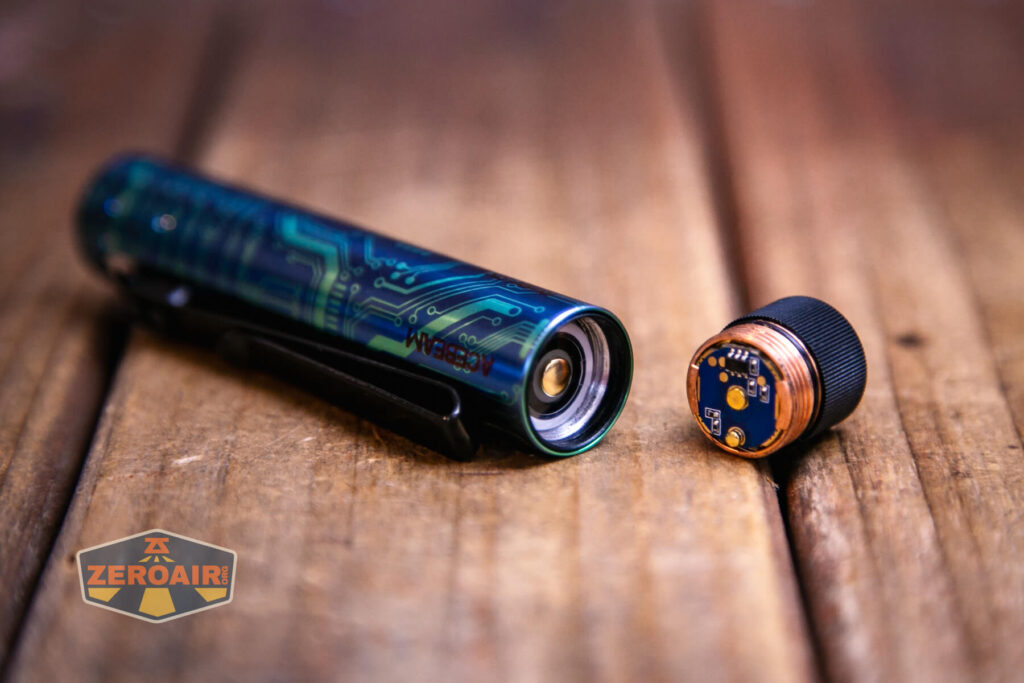 Acebeam Rider RX Titanium v2 flashlight with included 14500 cell installed