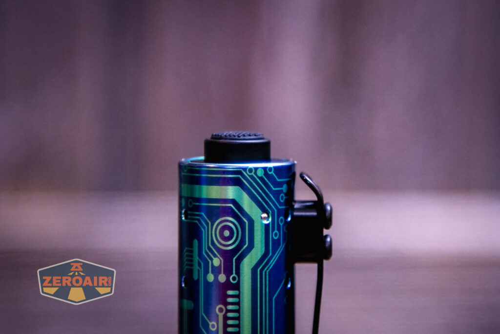 Acebeam Rider RX Titanium v2 flashlight switch detail