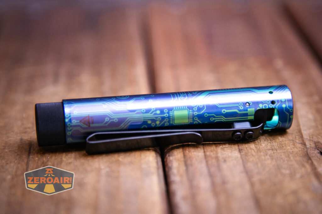 Acebeam Rider RX Titanium v2 flashlight head exposed for cell swaps