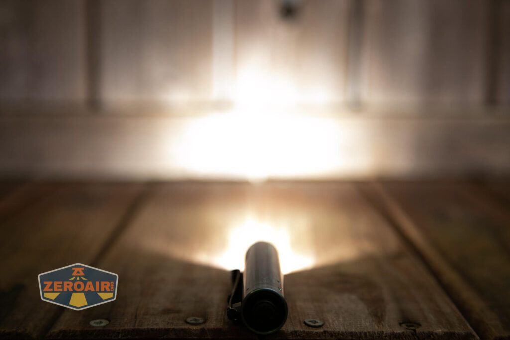 Acebeam Rider RX Titanium v2 flashlight emitter on