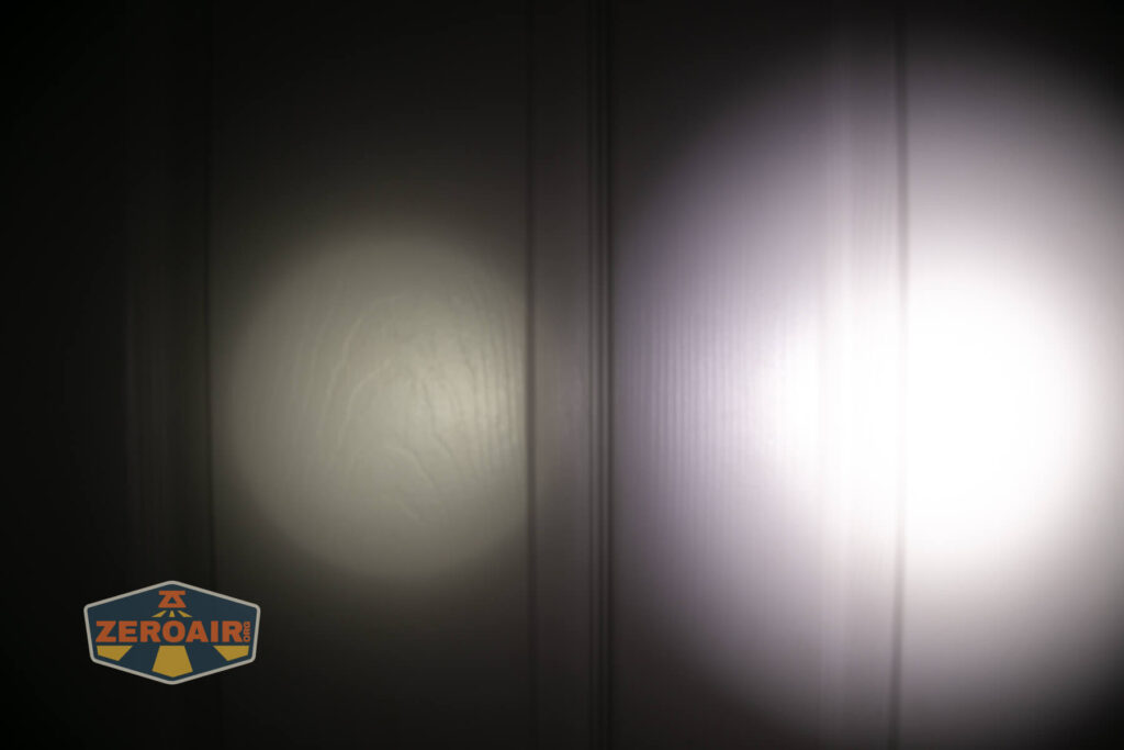 beamshots on door compared to nichia 219b