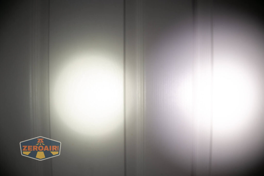 beamshots on door compared to nichia 219b