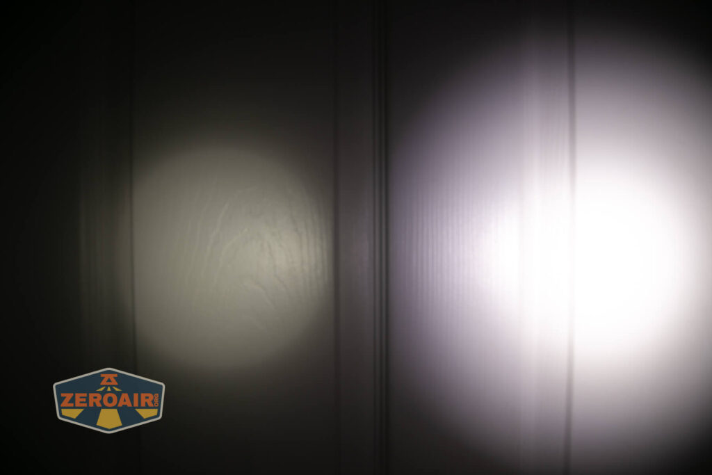beamshots on door compared to nichia 219b
