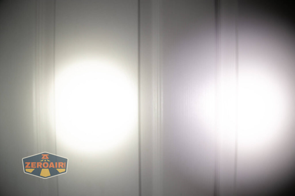 beamshots on door compared to nichia 219b