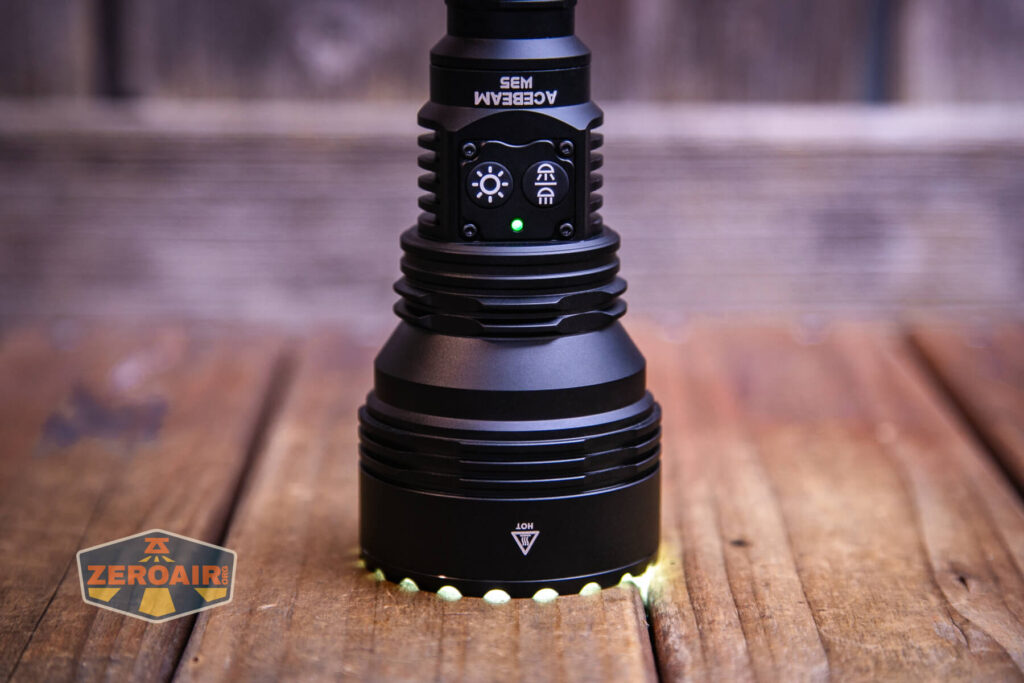 Acebeam W35 Zoom LEP flashlight headstanding