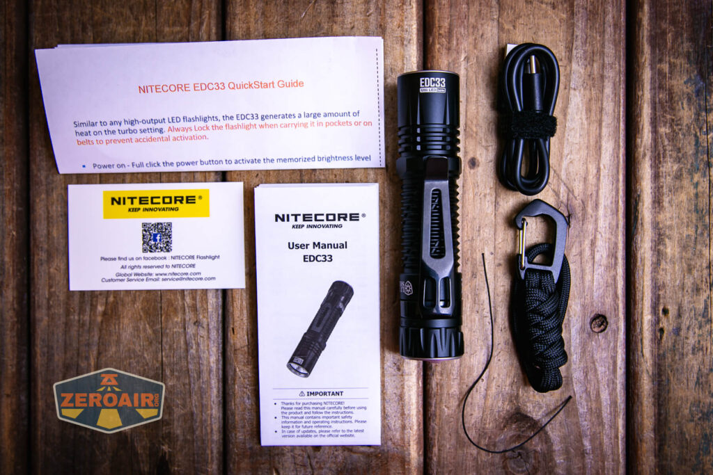 Nitecore EDC33 Rechargeable EDC flashlight what's included