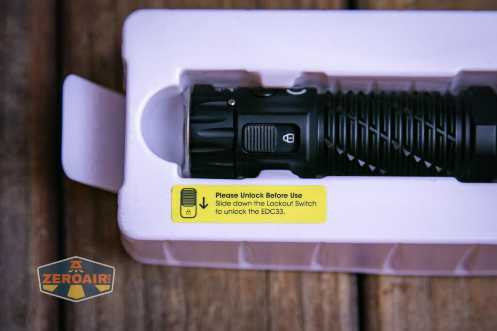 Nitecore EDC33 Rechargeable EDC flashlight inside package instructions