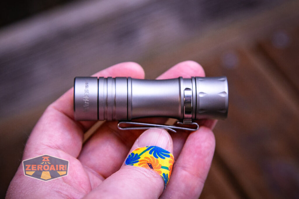 Wurkkos titanium TS10v2 mini EDC flashlight in hand