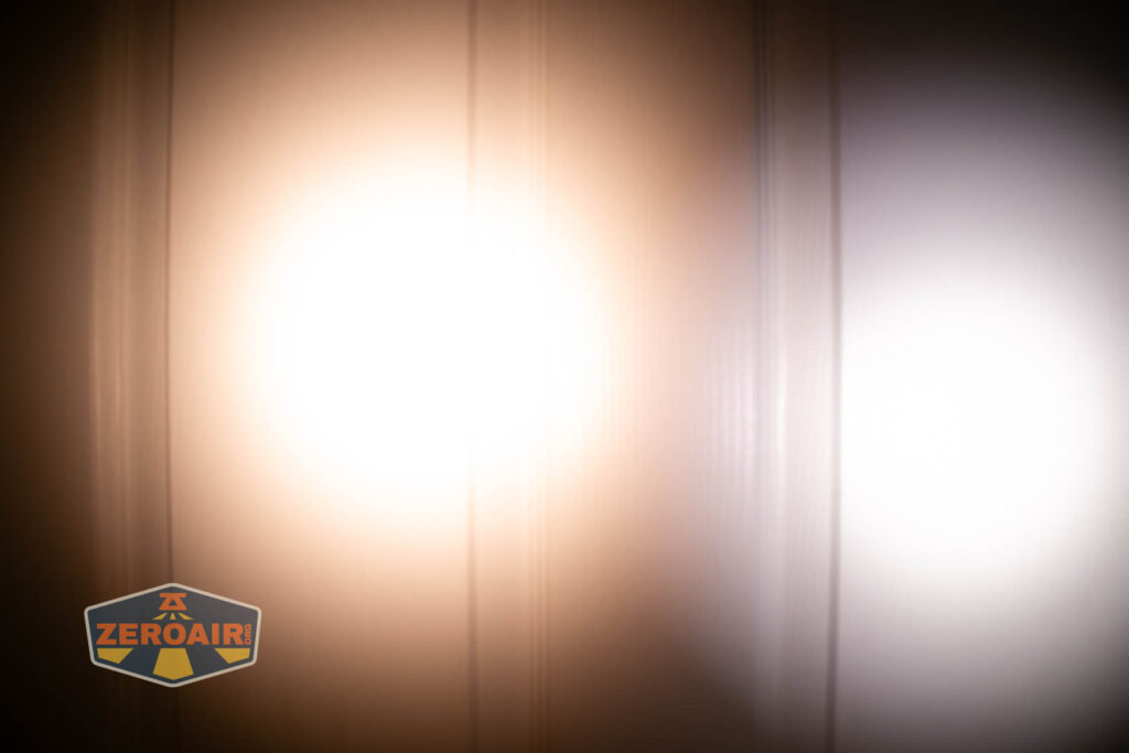 beamshots on door (at 1') compared to nichia 219b 4500K