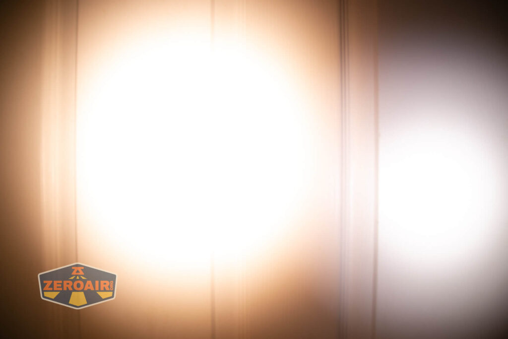 beamshots on door (at 1') compared to nichia 219b 4500K