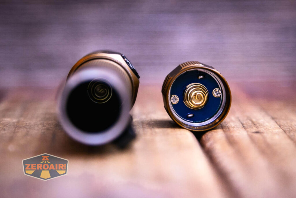 Acebeam T35 compact tactical flashlight spring in head