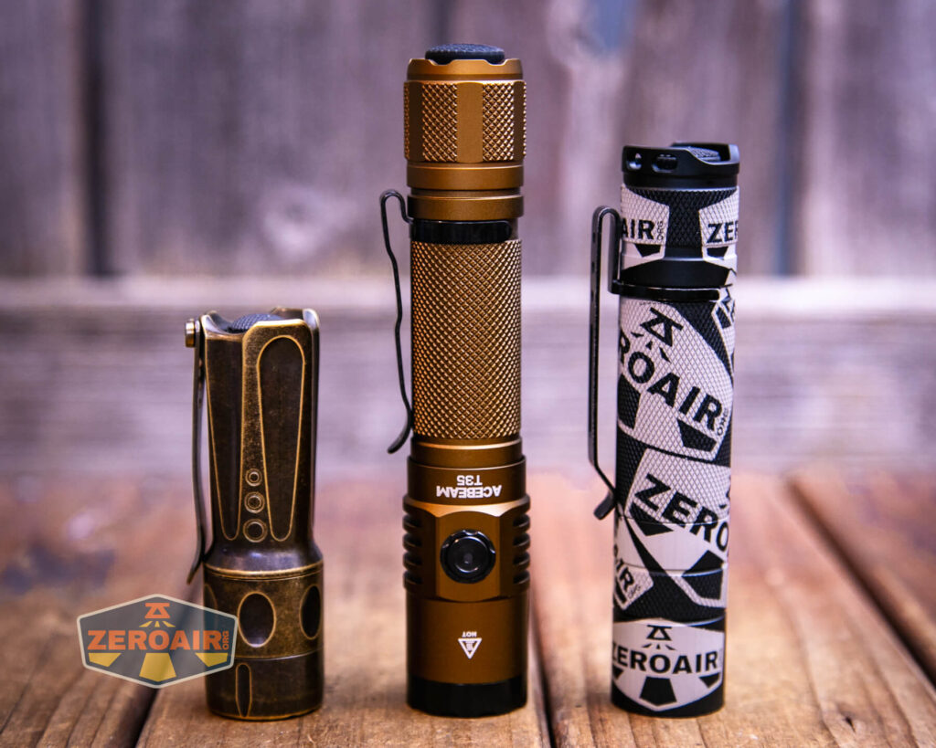 with two standard sized flashlights