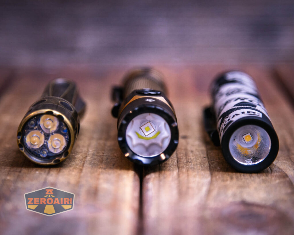 with two standard sized flashlights