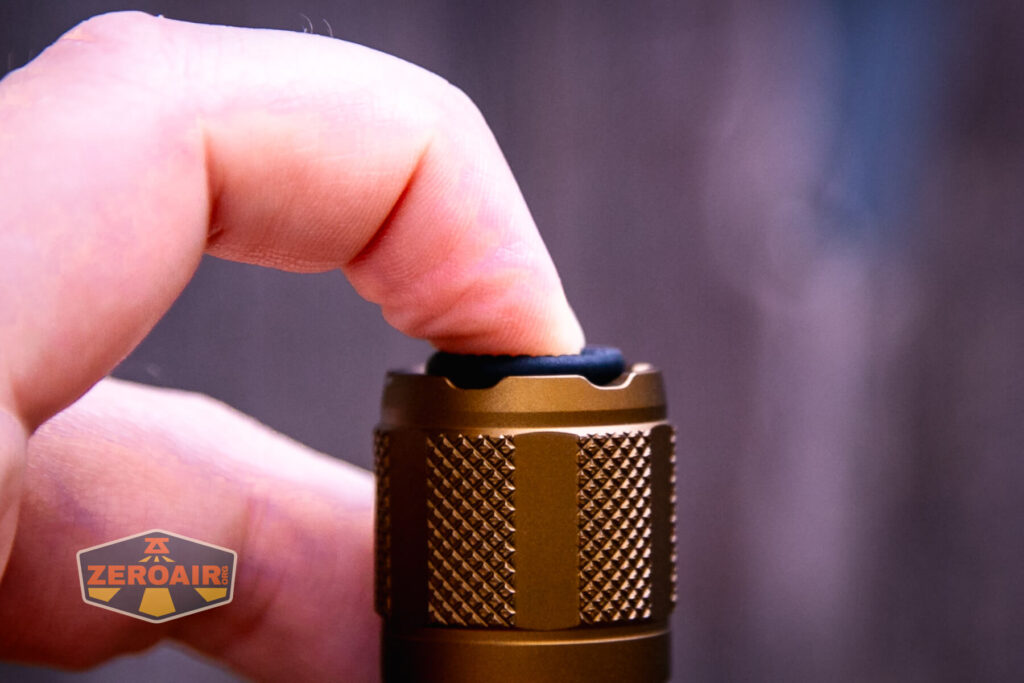 Acebeam T35 compact tactical flashlight tailswitch actuation