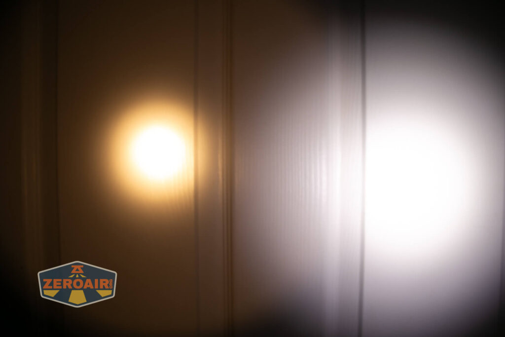 beamshots on door (at 1') compared to nichia 219b 4500K