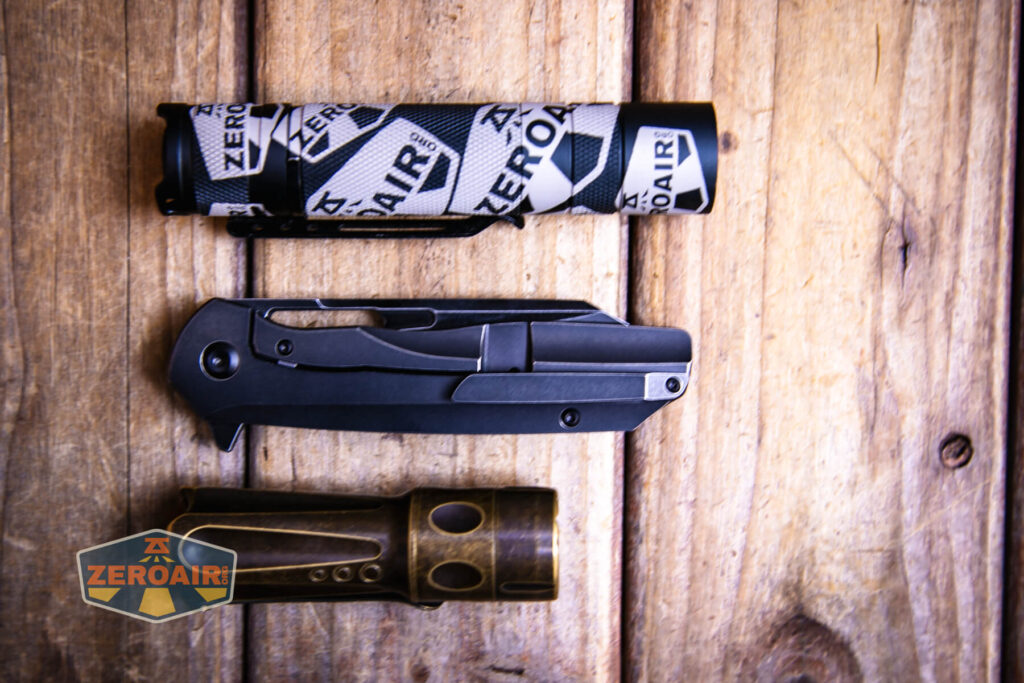 with two standard sized flashlights