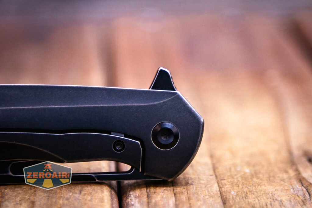 Kansept Shard blackwashed titanium knife flipper tab