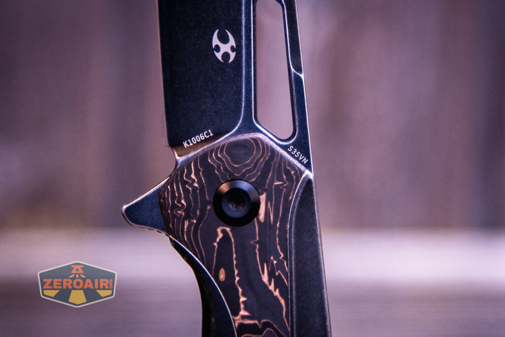 Kansept Shard blackwashed titanium knife steel detail