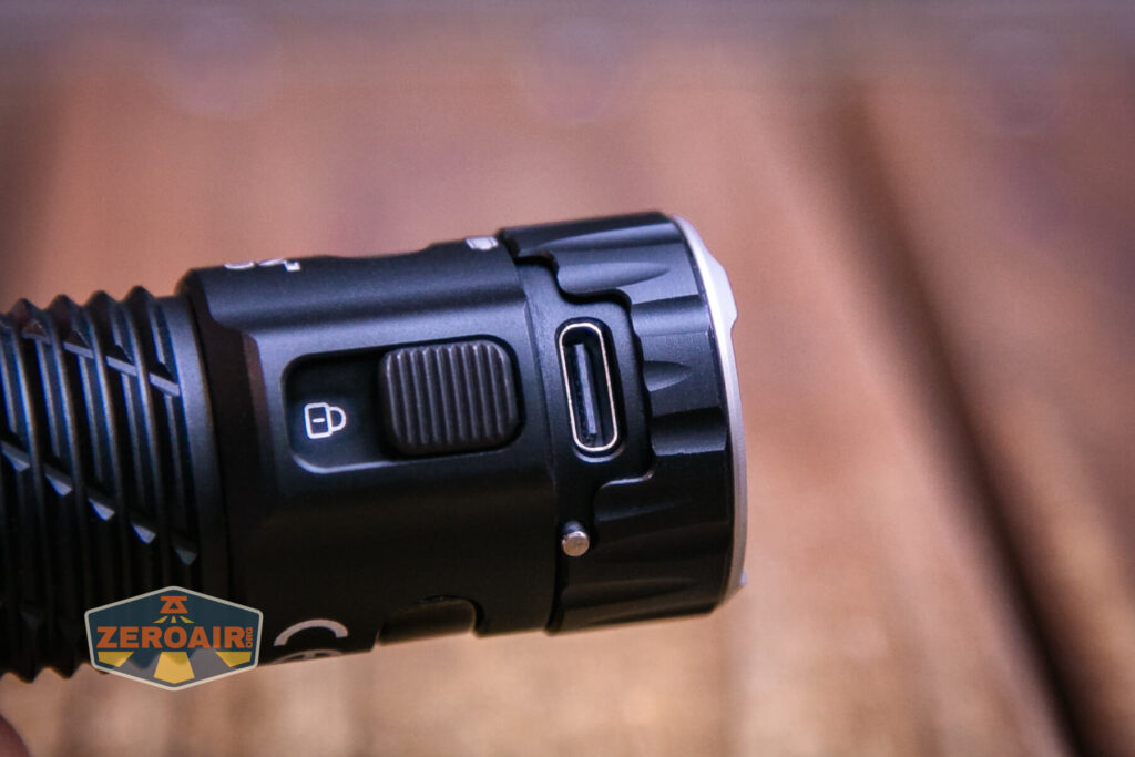 Nitecore EDC35 flashlight charging port open