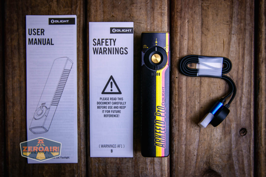 Olight Arkfeld Pro Racing Stripes flashlight what's included