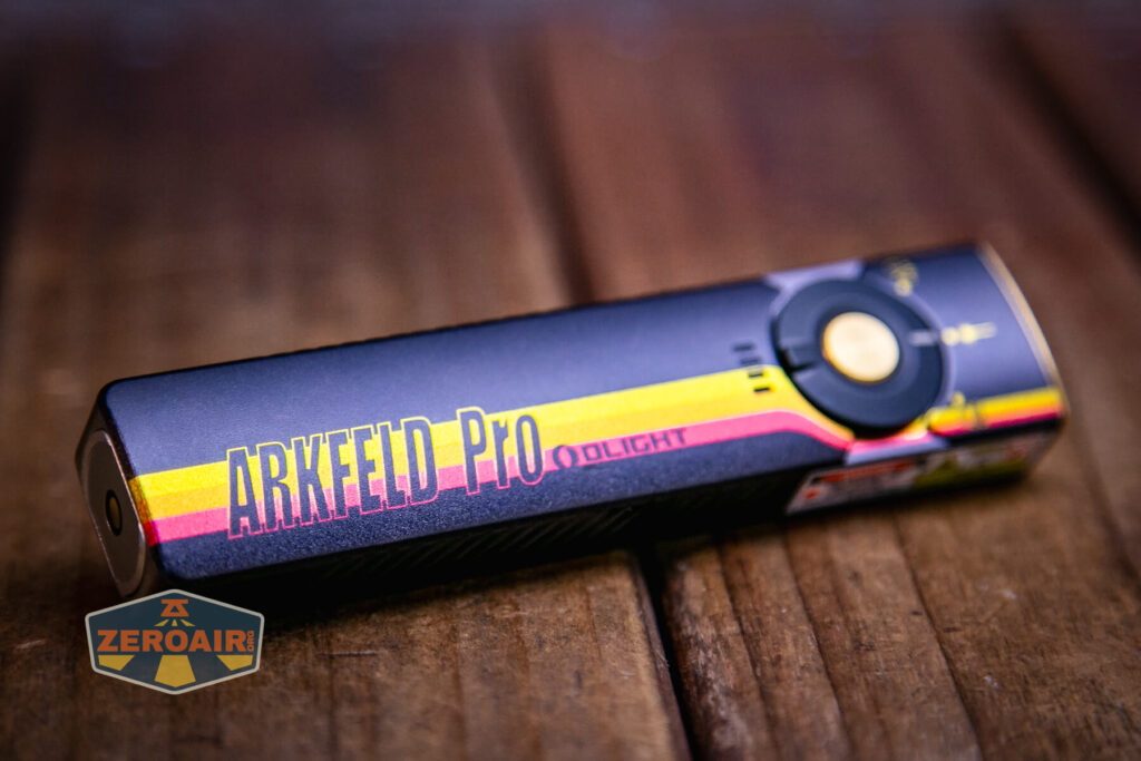 Olight Arkfeld Pro Racing Stripes flashlight front view