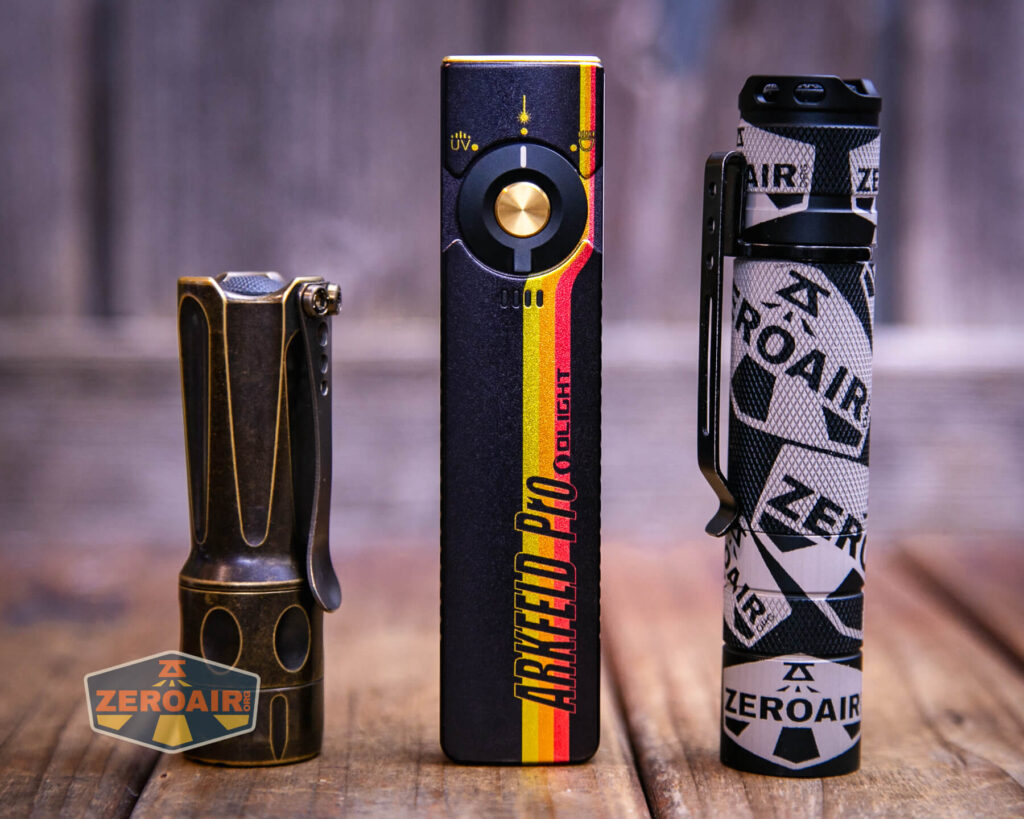 with two standard sized flashlights