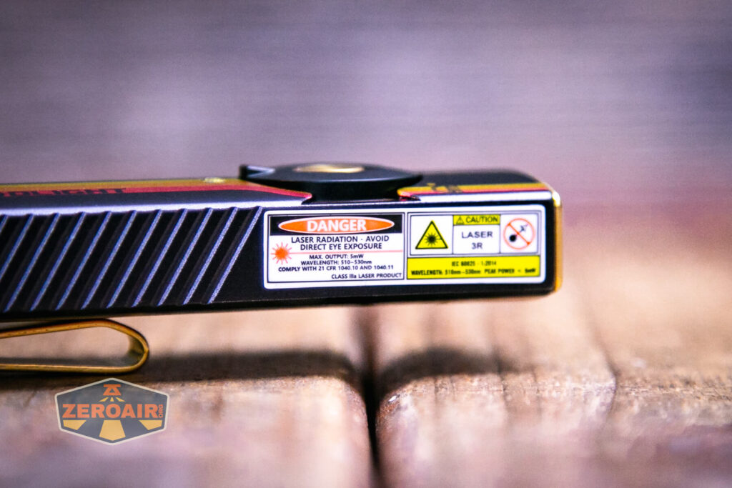 Olight Arkfeld Pro Racing Stripes flashlight laser info