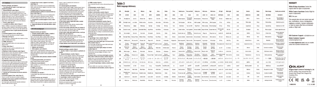 Olight Arkfeld Pro Racing Stripes flashlight manual